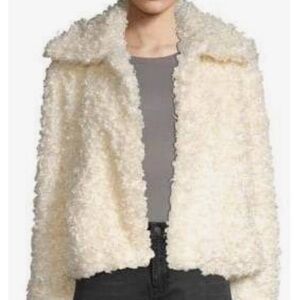 Vigoss Cream Faux Curly Lamb Teddy Jacket Coat Sz XS - NWT
